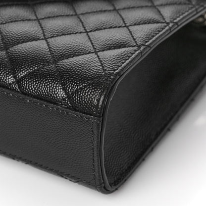 Saint Laurent Grain De Poudre Textured Mixed Matelasse Triquilt Medium Monogram Satchel Black 10 of 10