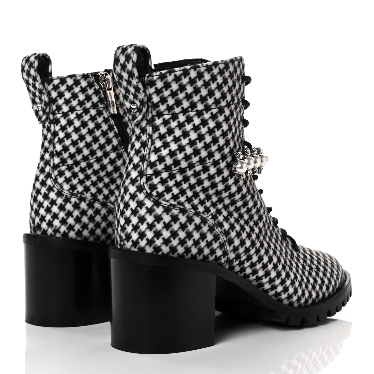 Crystal Embellished Cruz 65 Ankle Booties 37.5 Black White