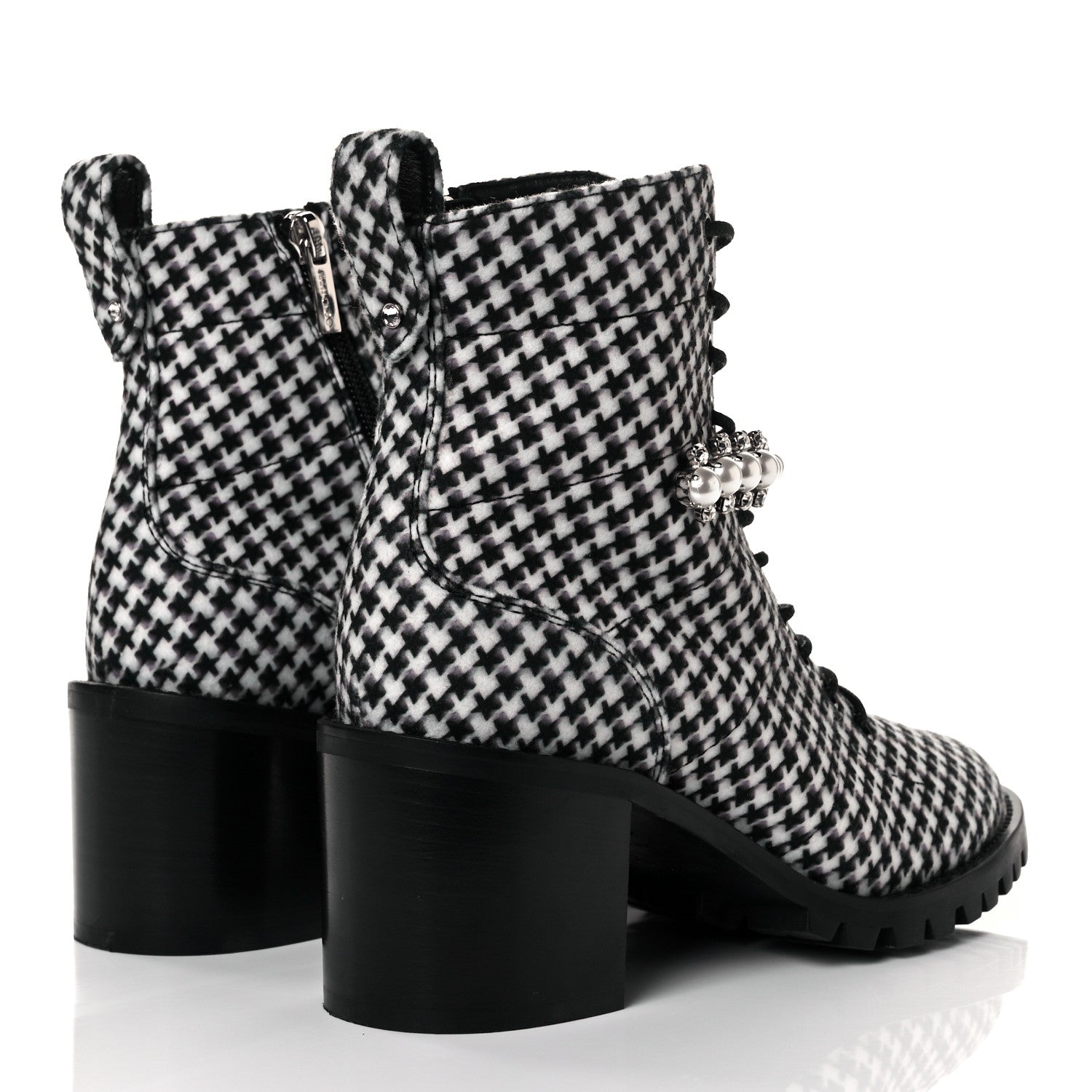 Jimmy Choo Crystal Embellished Cruz 65 Ankle Booties 37.5 Black White 4 of 6