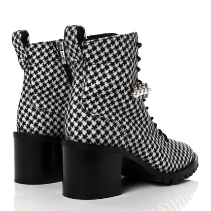 Jimmy Choo Crystal Embellished Cruz 65 Ankle Booties 37.5 Black White 4 of 6