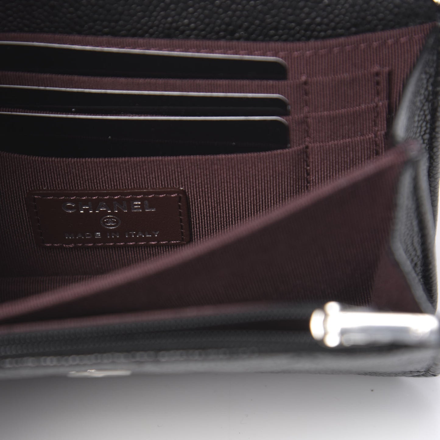 Caviar Quilted Mini Wallet On Chain WOC Black