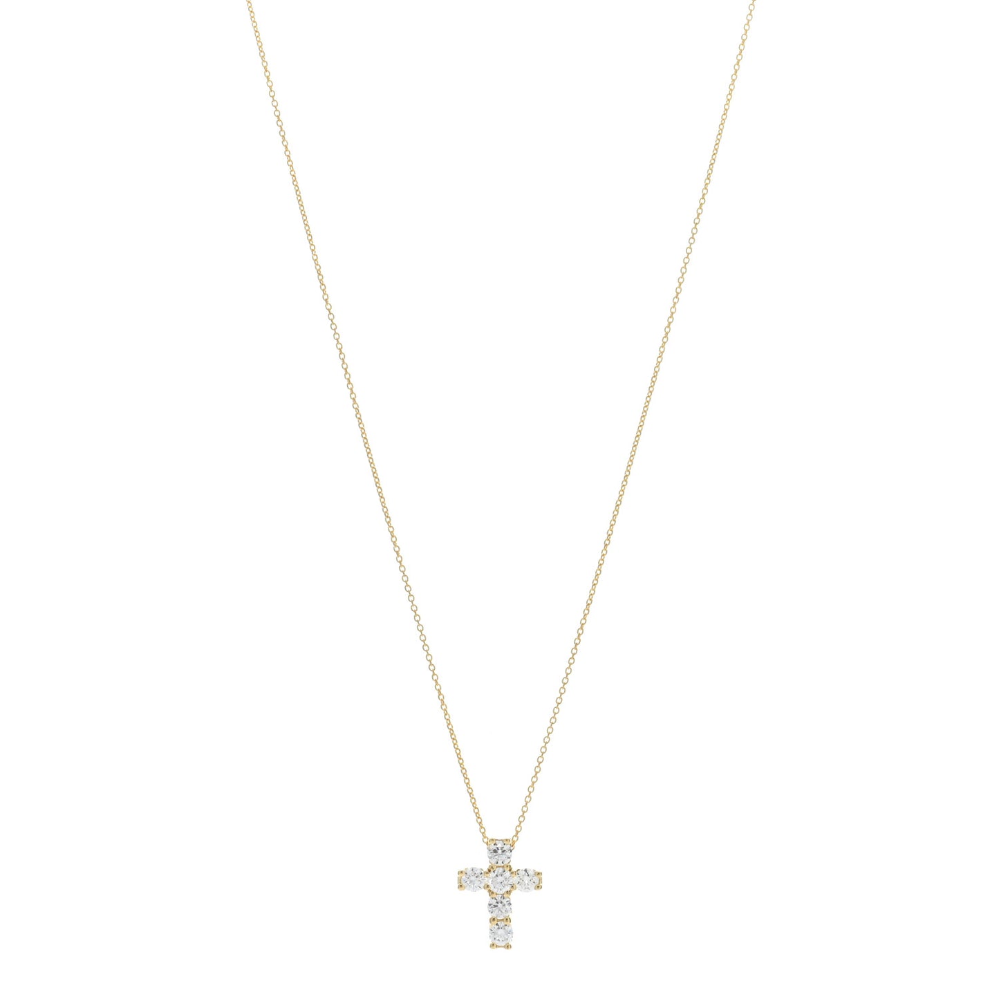 ROBERTO COIN 18K Yellow Gold Diamond Tiny Treasures Square Cross Pendant Necklace