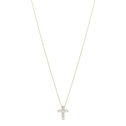 Roberto Coin ROBERTO COIN 18K Yellow Gold Diamond Tiny Treasures Square Cross Pendant Necklace 1 of 5