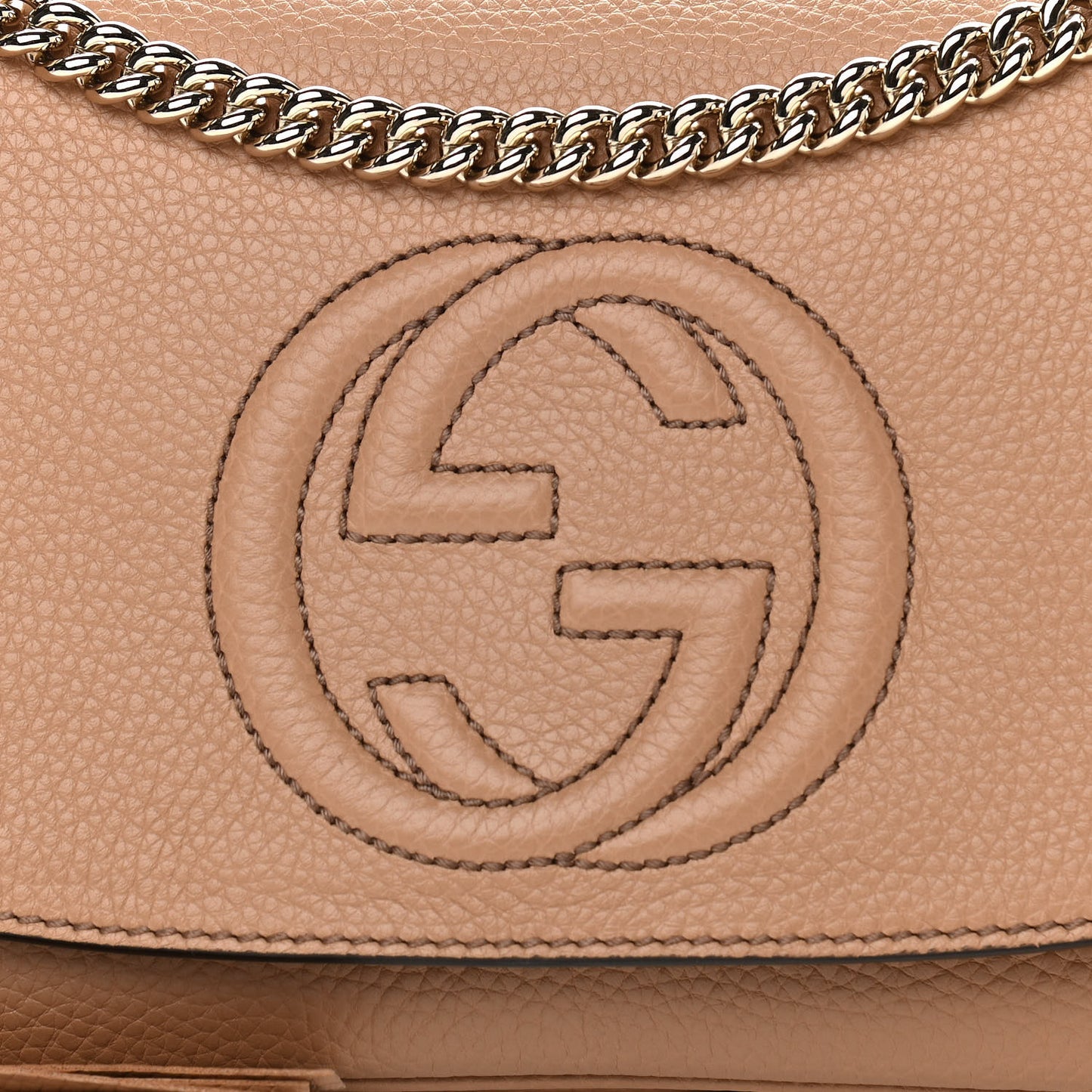 Pebbled Calfskin Medium Soho Flap Crossbody Camelia