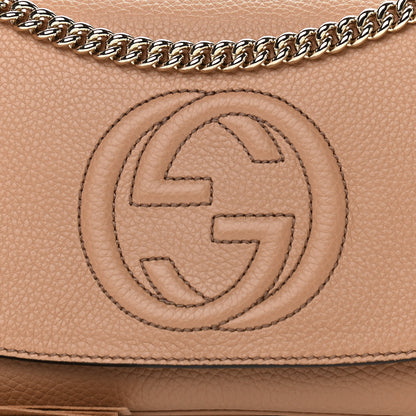 Gucci Pebbled Calfskin Medium Soho Flap Crossbody Camelia 8 of 12