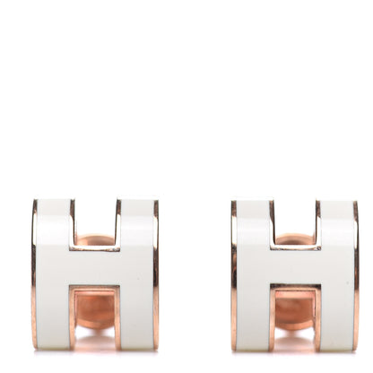 Hermes Rose Gold Lacquered Pop H Earrings Ecru 1 of 3