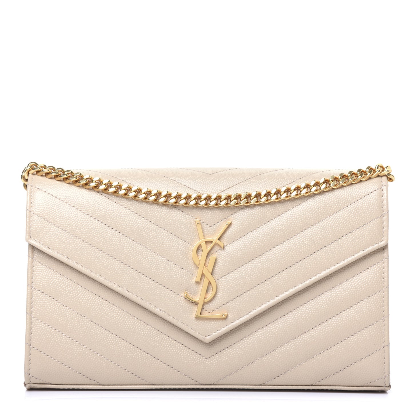 Grain De Poudre Matelasse Chevron Monogram Chain Wallet Nude Powder