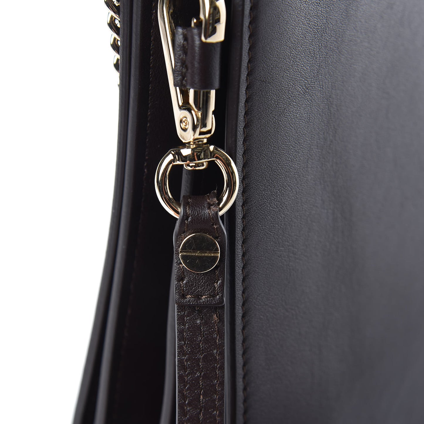 Calfskin Suede Medium Faye Shoulder Bag Carbon Brown
