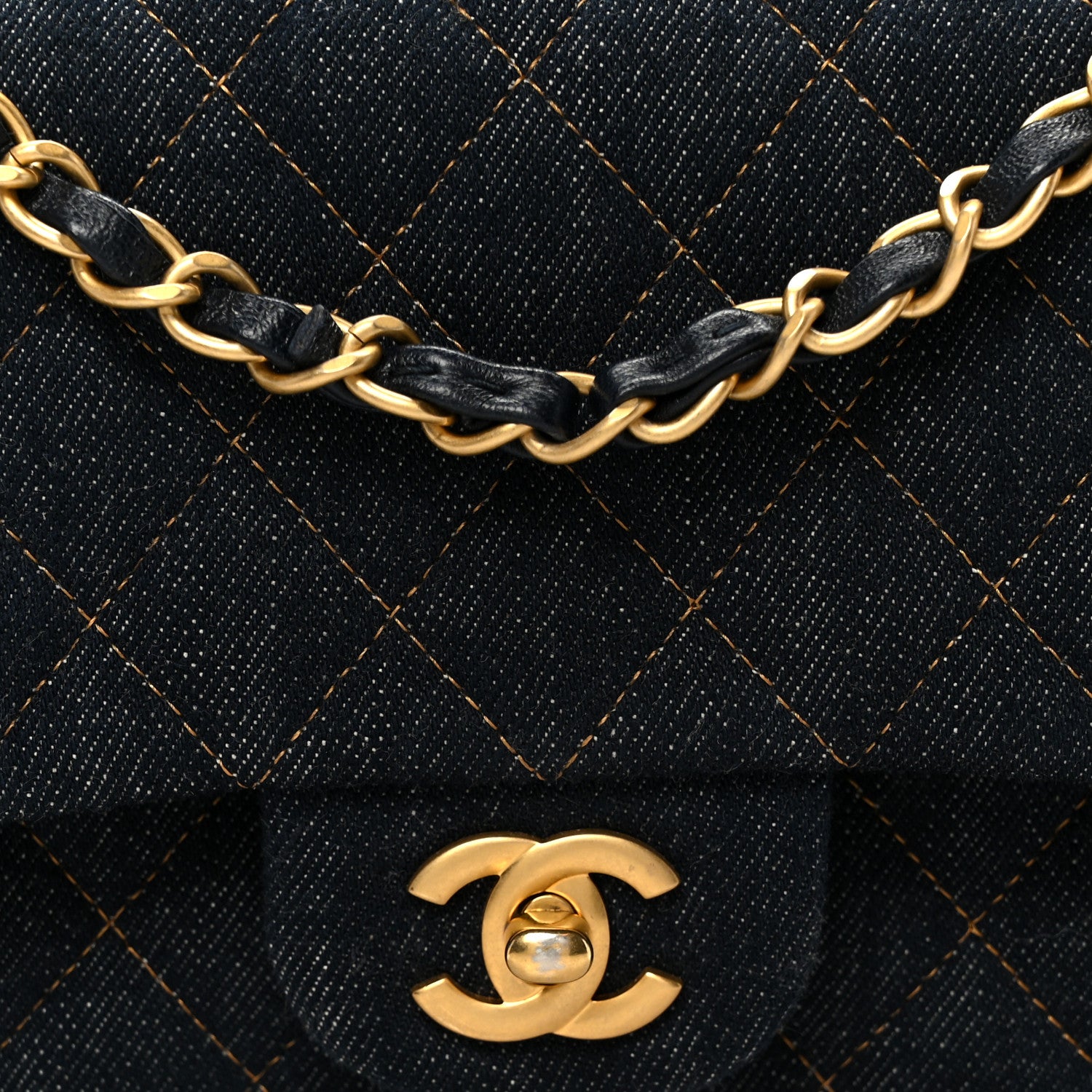 Chanel Denim Quilted Medium Double Flap Dark Blue 9 of 11