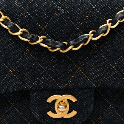 Chanel Denim Quilted Medium Double Flap Dark Blue 9 of 11