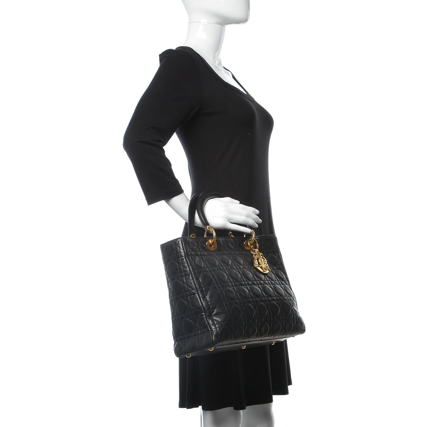 Lambskin Cannage Large Lady Dior Black