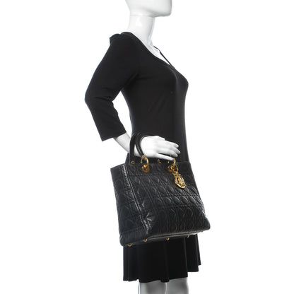 Christian Dior Lambskin Cannage Large Lady Dior Black 2 of 10