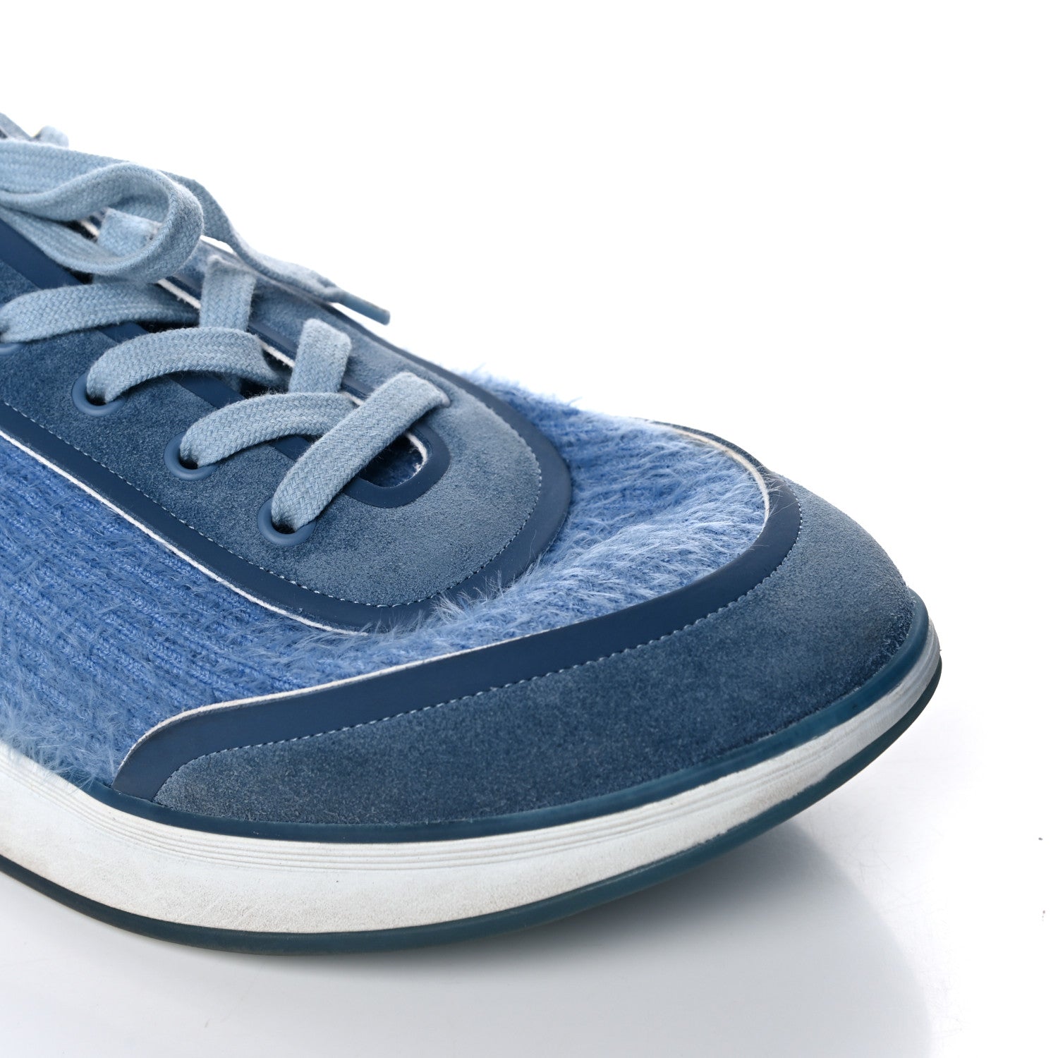 Chanel Suede Calfskin Stretch Fabric CC Sneakers Light Blue 7 of 14
