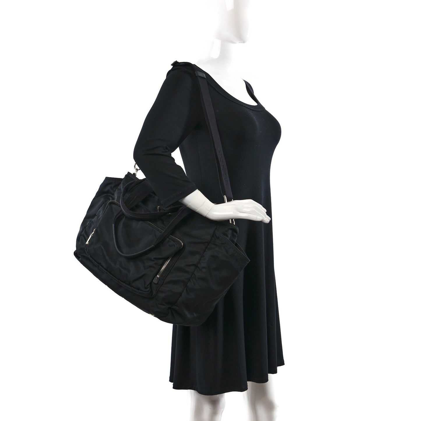 Tessuto Nylon Vela Diaper Bag Black