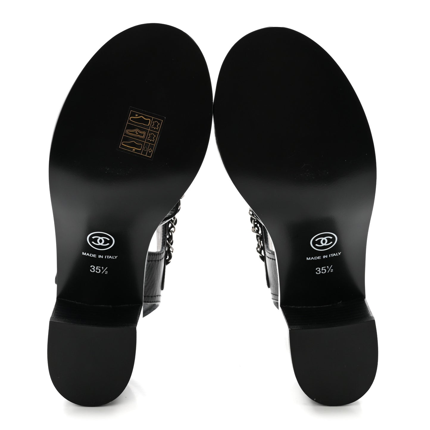 Calfskin Chain Sandals 35.5 Black