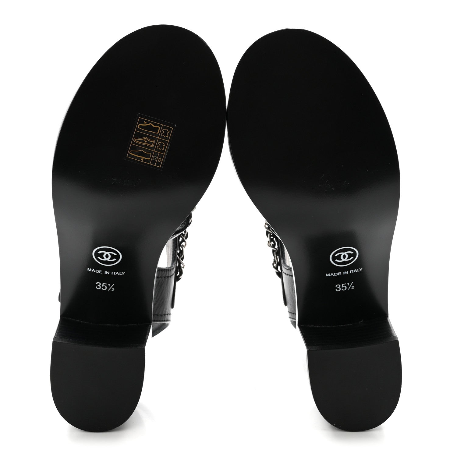 Chanel Calfskin Chain Sandals 35.5 Black 6 of 9