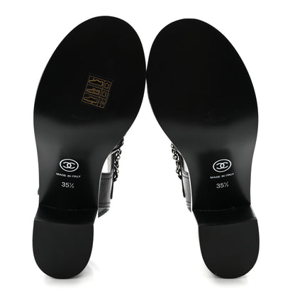 Chanel Calfskin Chain Sandals 35.5 Black 6 of 9