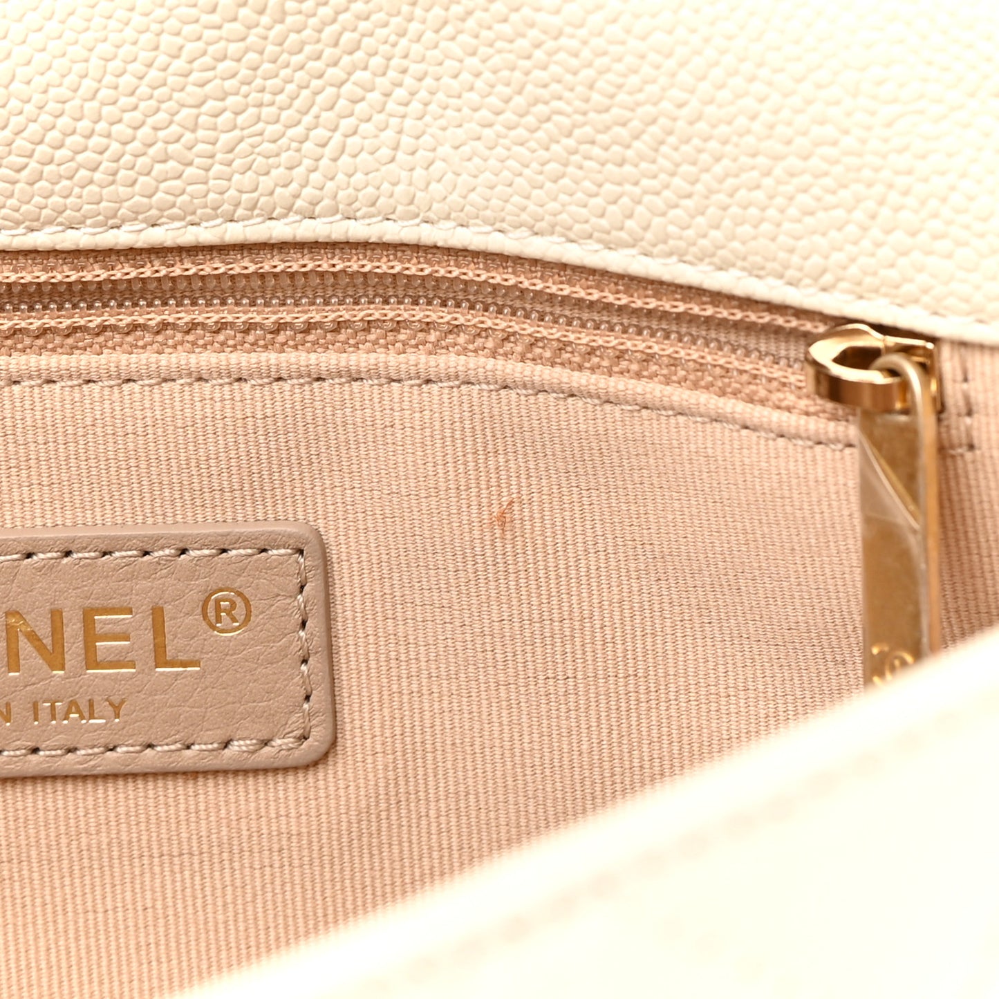 Shiny Caviar Quilted Large Chain Melody Flap White
