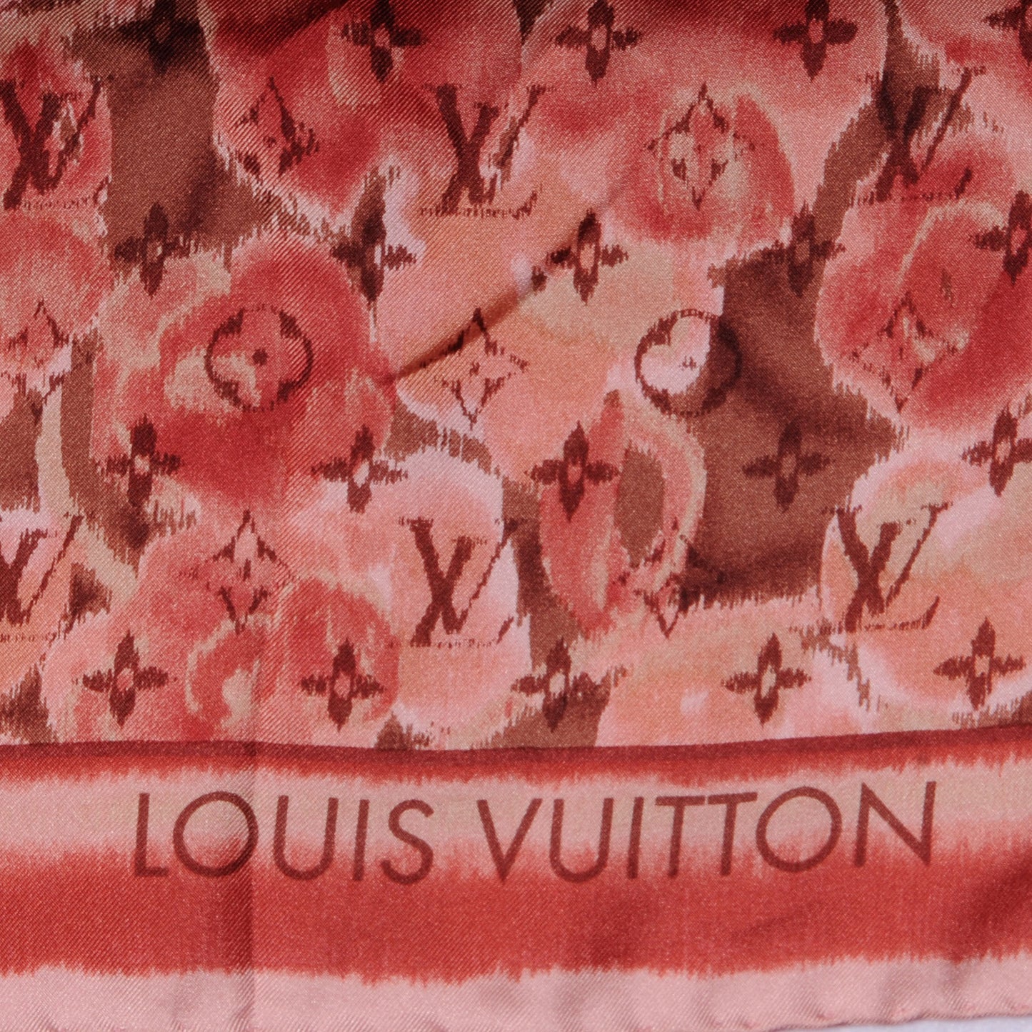 Silk Monogram Ikat Summer Square Scarf Rose Velours