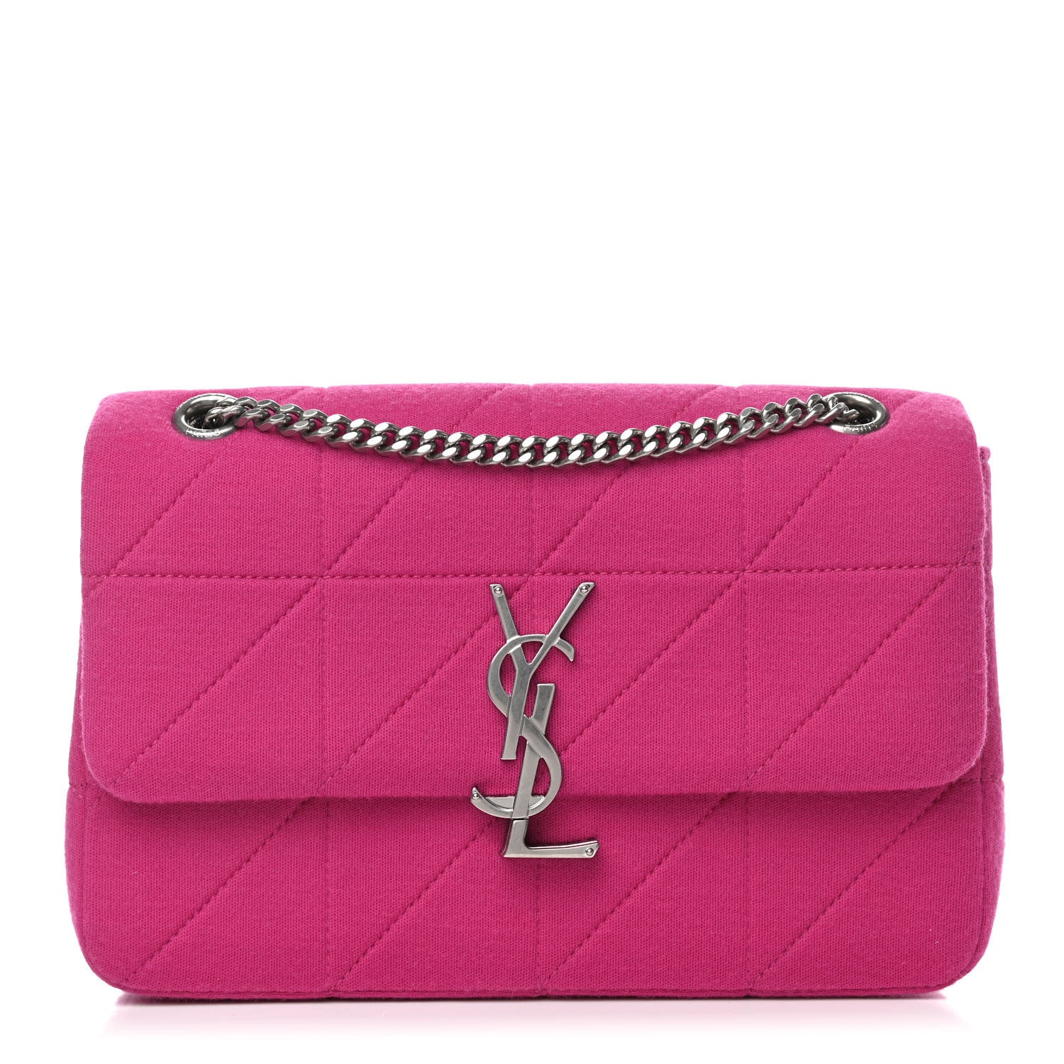 Saint Laurent Jersey Wool Patchwork Monogram Medium Jamie Fuchsia 1 of 10