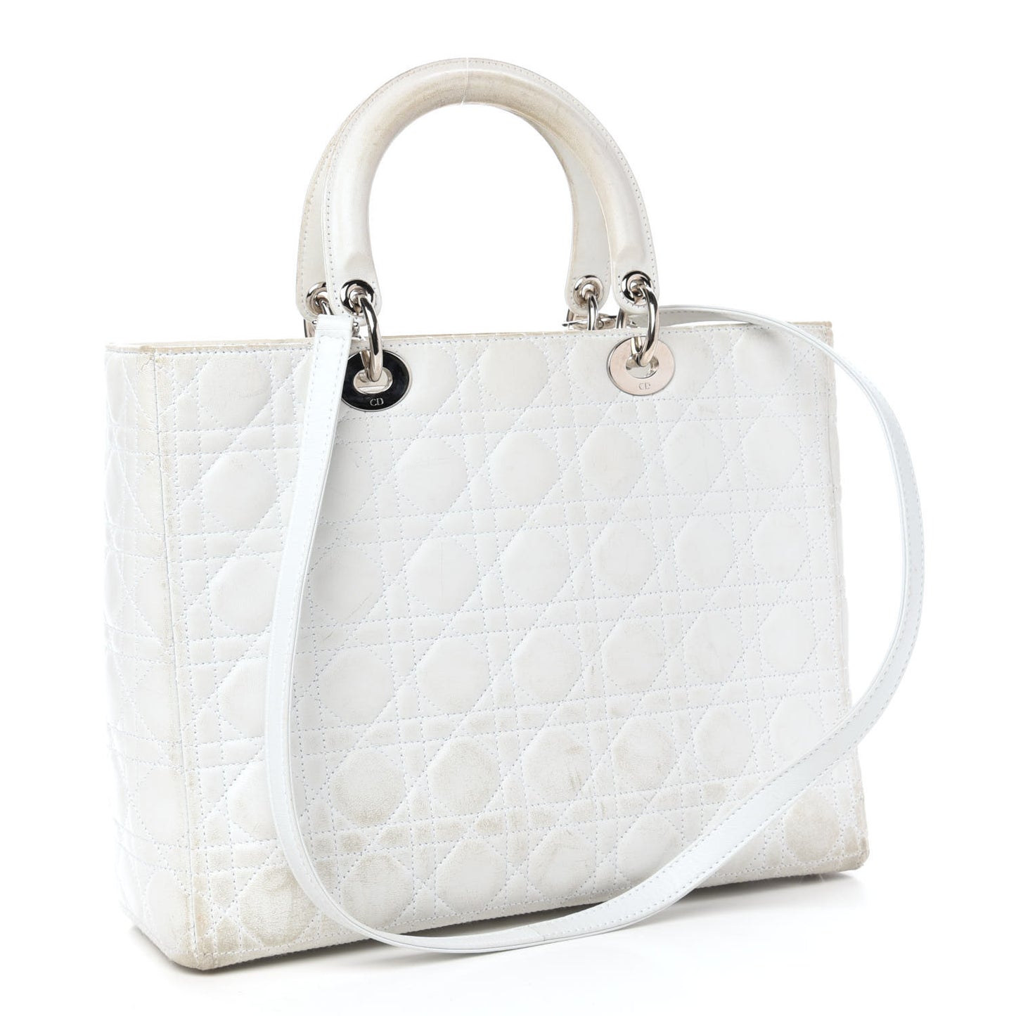 Lambskin Cannage Large Lady Dior White