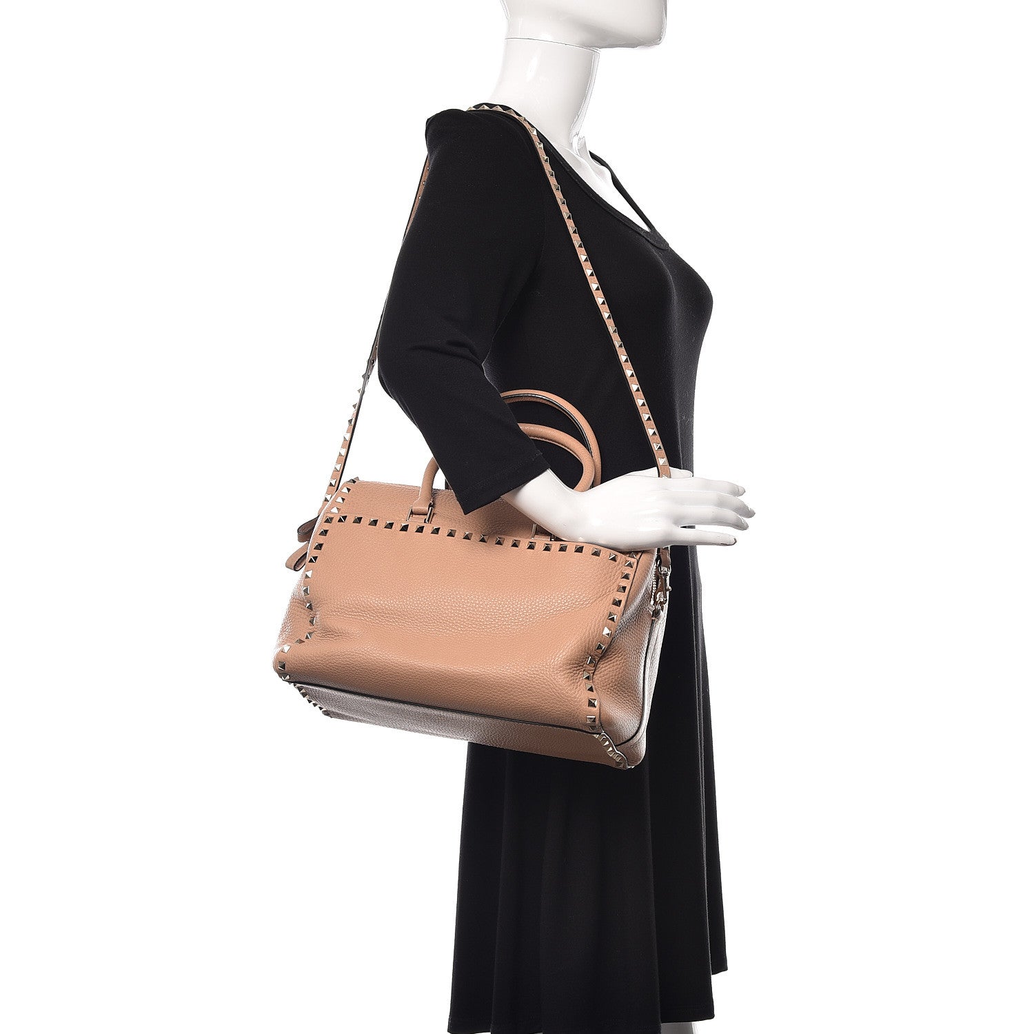 Valentino Garavani Pebbled Calfskin Rockstud Boston Duffle Bag Skin Sorbet 2 of 9