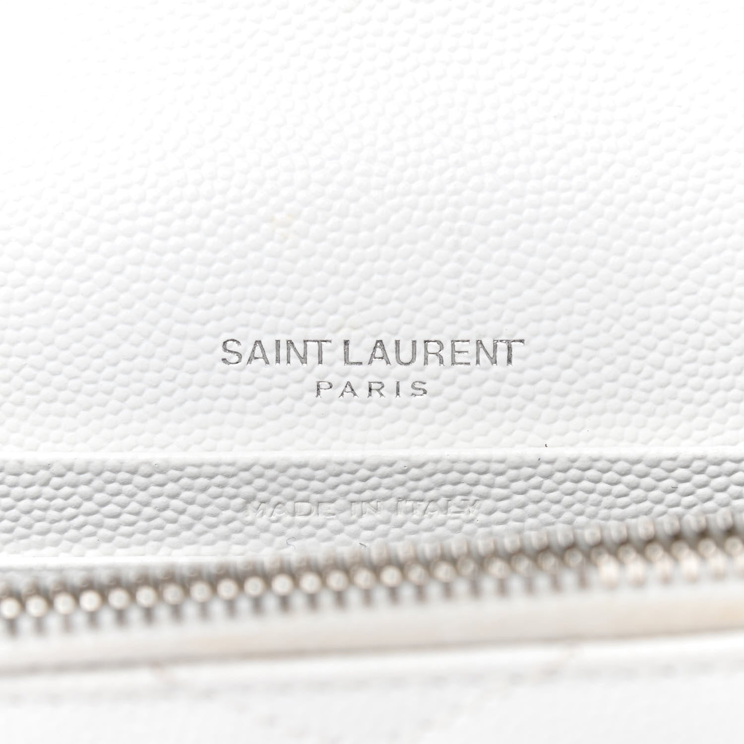 Saint Laurent Grain De Poudre Matelasse Chevron Monogram Envelope Chain Wallet White 8 of 9