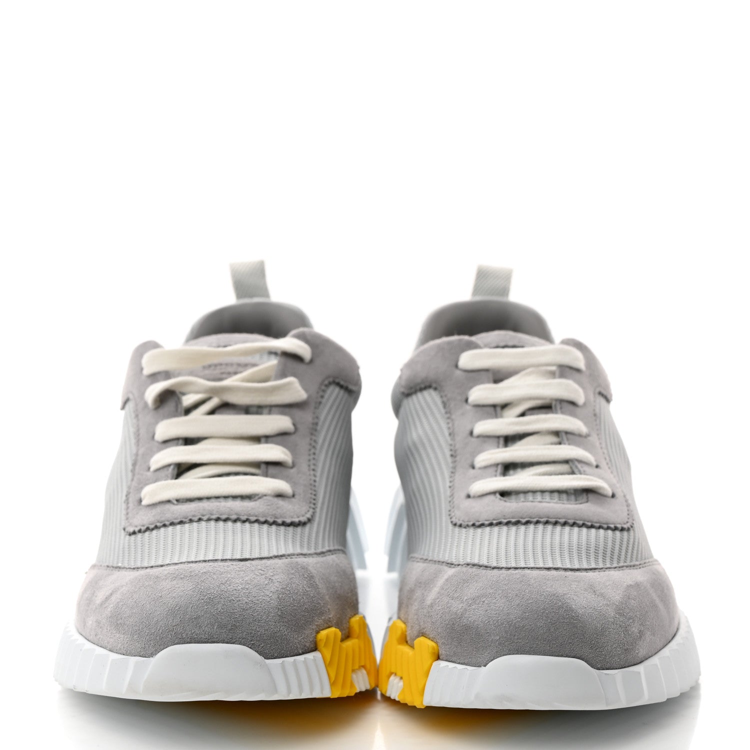 Hermes Technical Canvas Suede Goatskin Bouncing Sneakers 40 Gris Multicolor 2 of 9