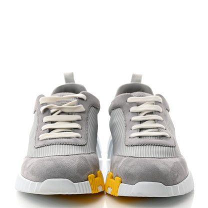 Hermes Technical Canvas Suede Goatskin Bouncing Sneakers 40 Gris Multicolor 2 of 9
