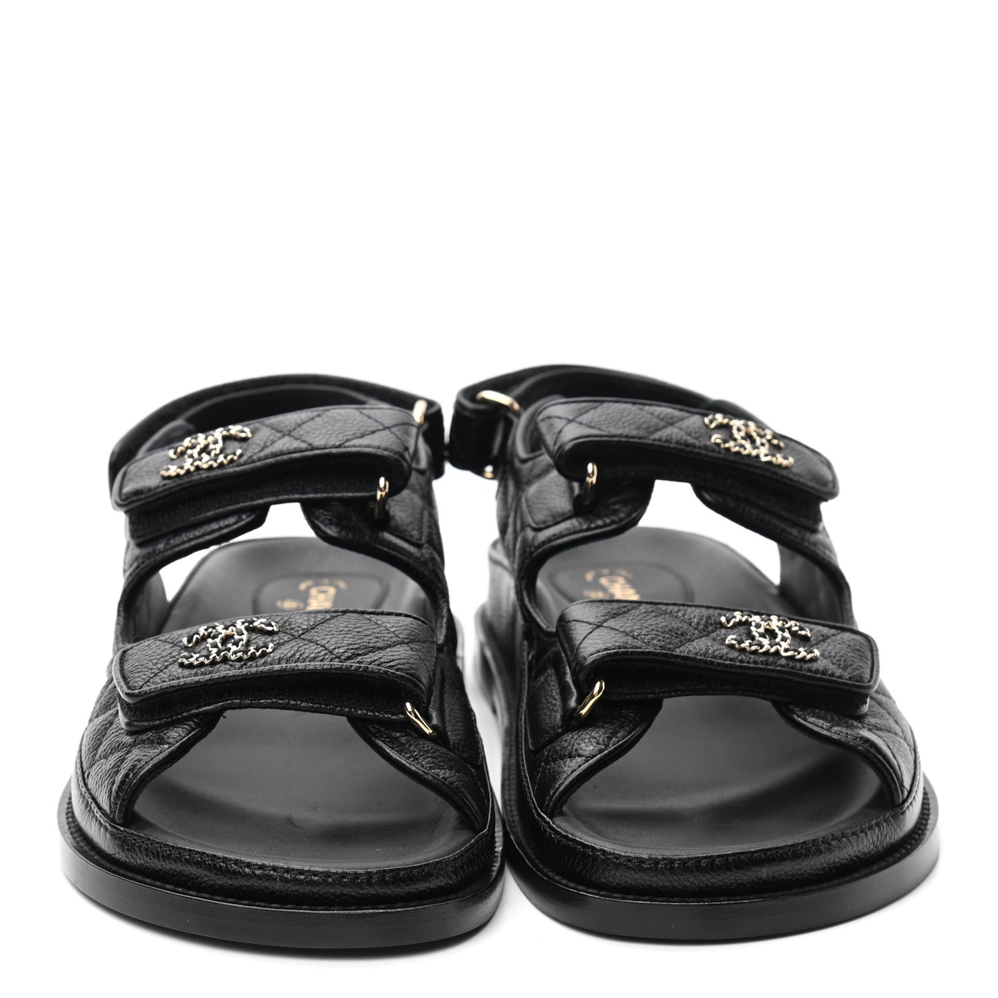 Grained Calfskin Velcro Dad Sandals 37.5 Black