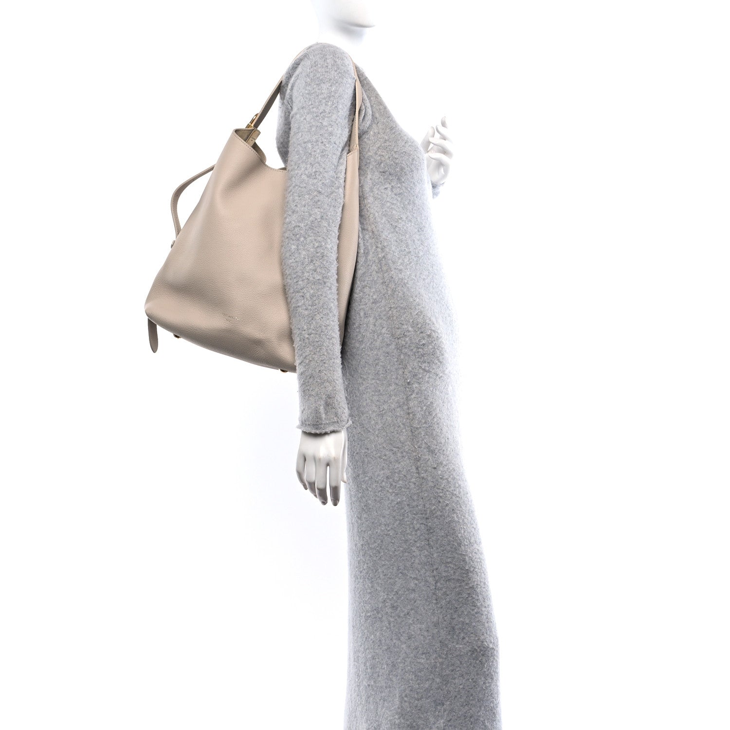 Louis Vuitton Grained Calfskin Low Key Hobo MM Limestone 2 of 12