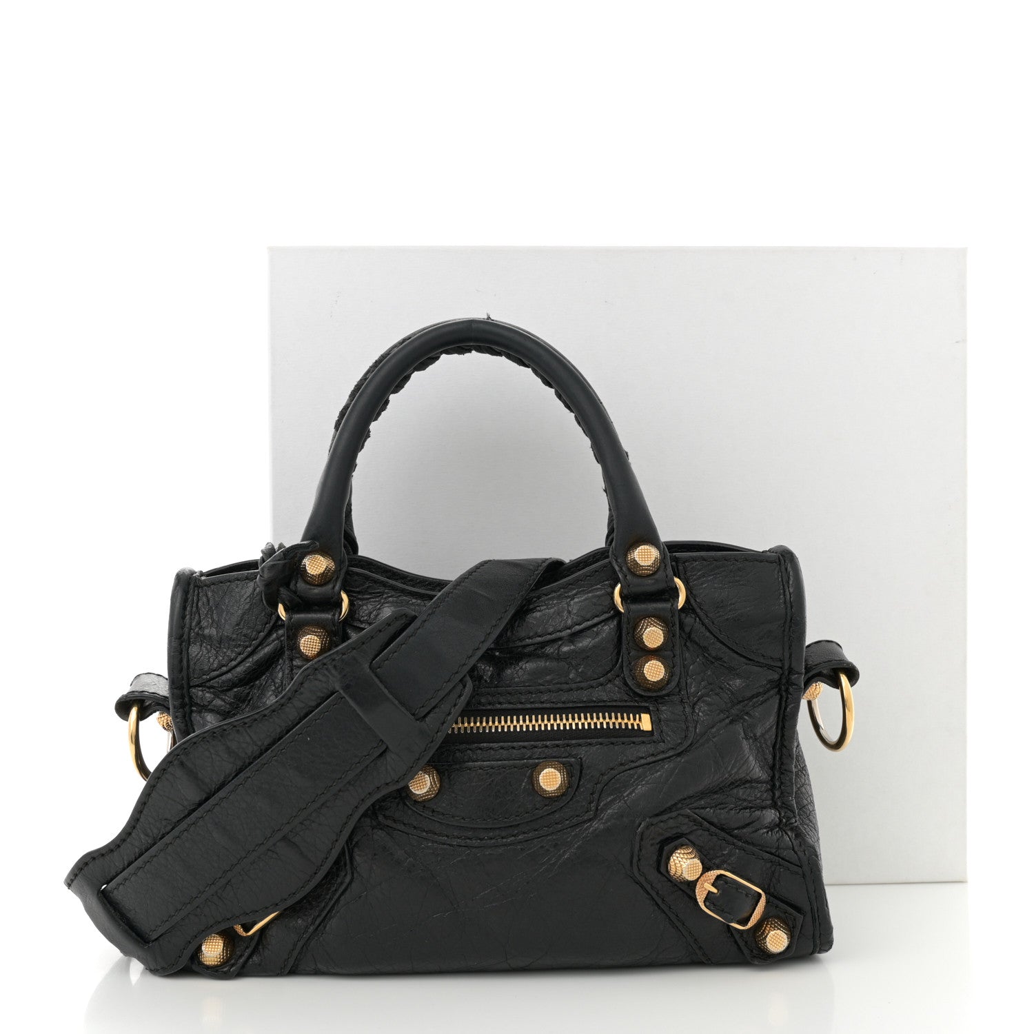 Balenciaga Agneau Giant 12 Gold Hardware Mini City Black 1748555