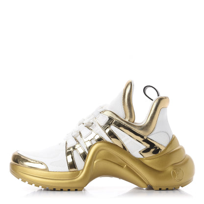 Louis Vuitton Metallic Calfskin Technical Nylon LV Archlight Sneakers 41 White Gold 1 of 10