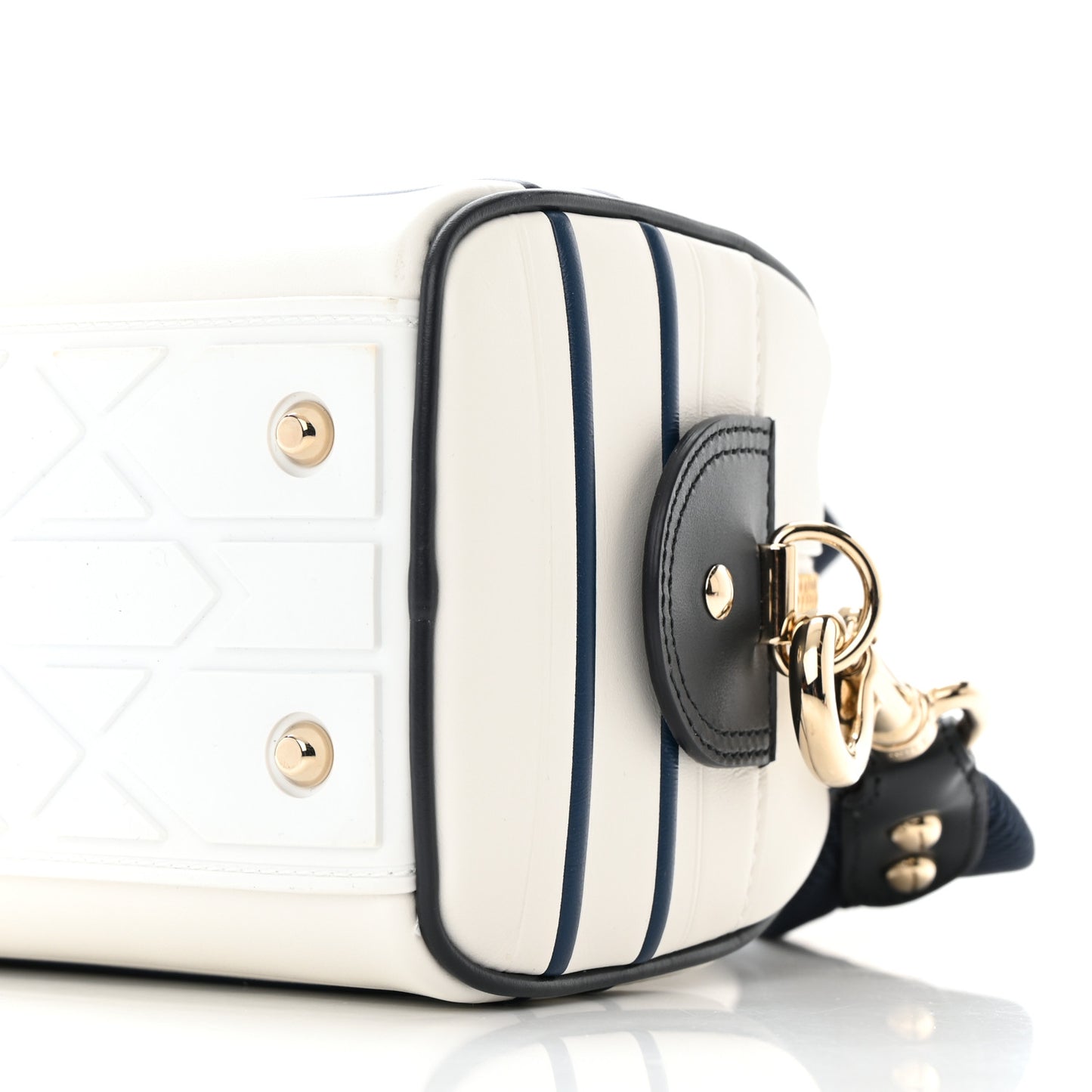 Calfskin Small Dior Vibe Zip Bowling Bag White