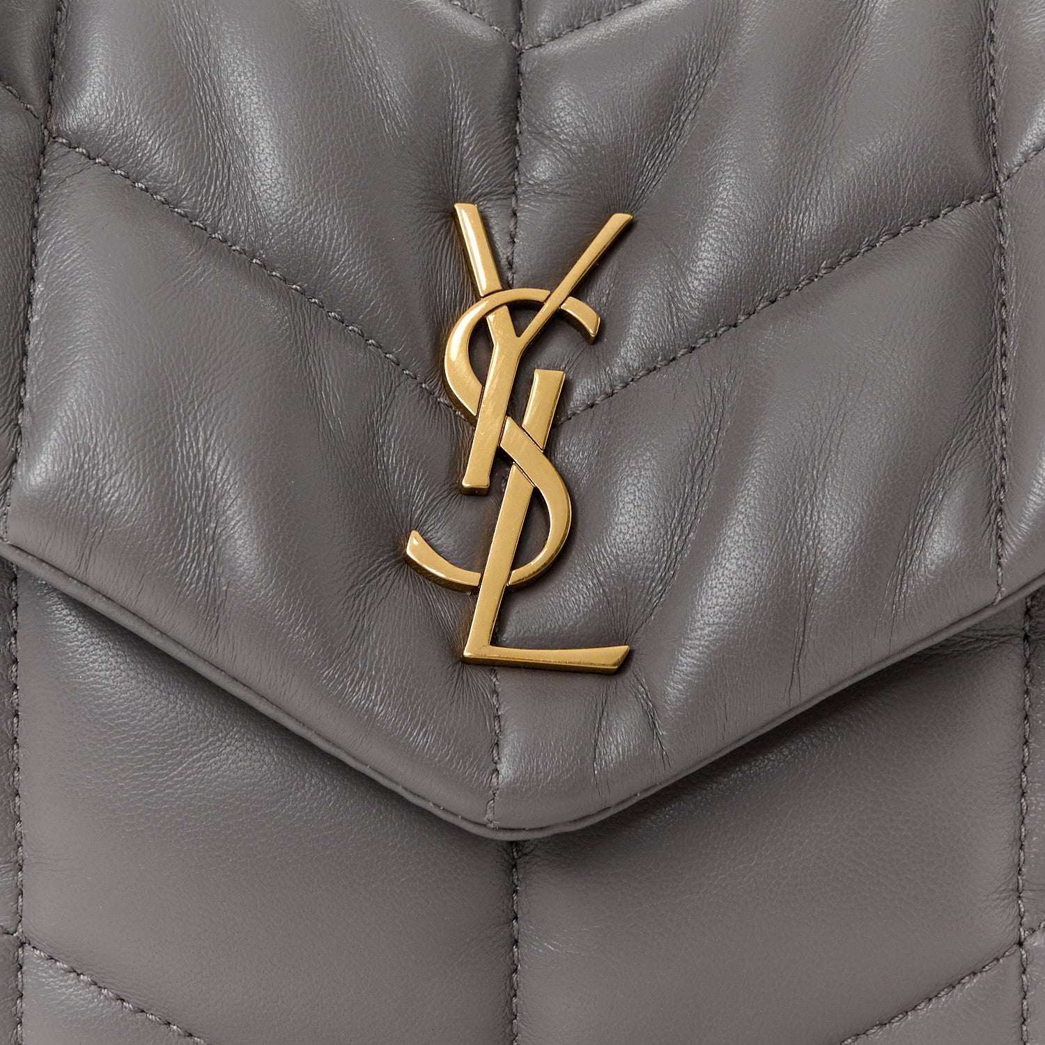 Saint Laurent Lambskin Quilted Toy Loulou Puffer Monogram Chain Satchel Fog 9 of 11