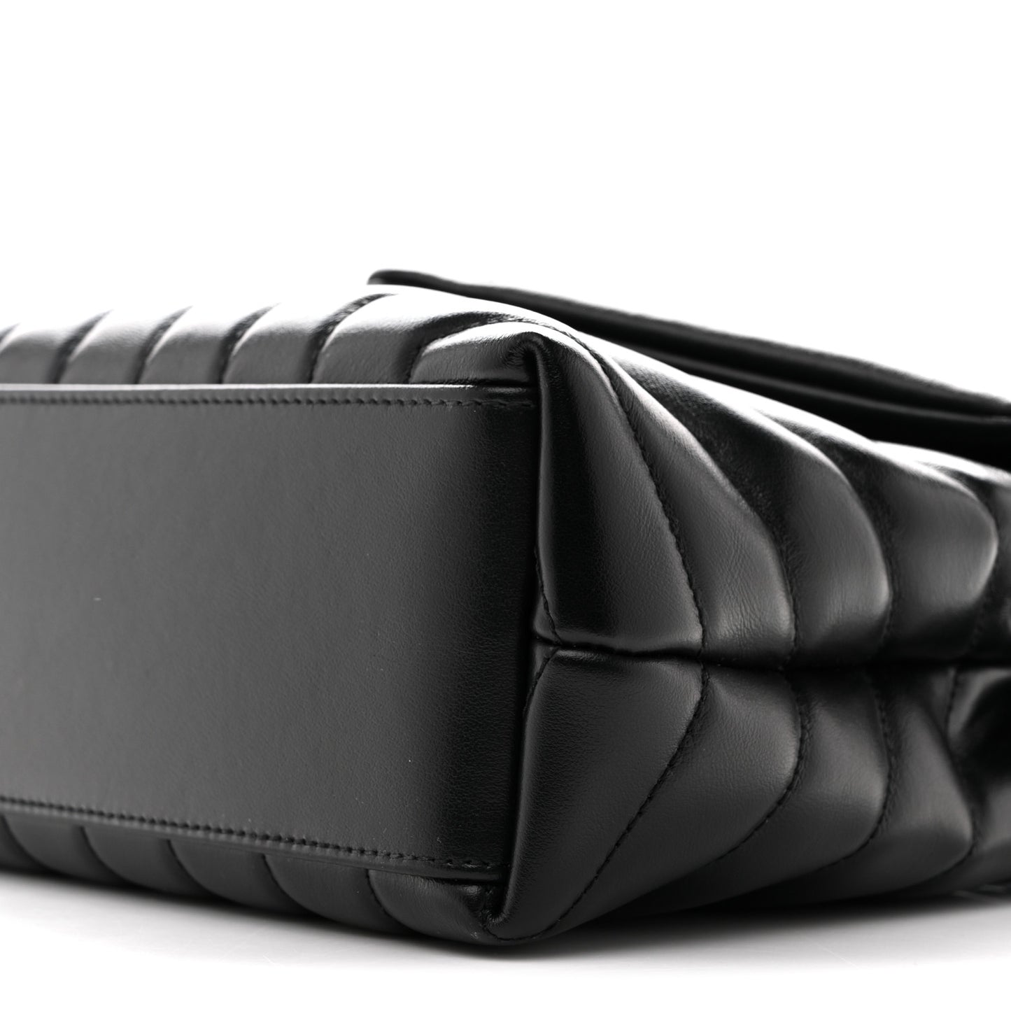 Calfskin Y Quilted Monogram Monochrome Small Loulou Chain Satchel Black