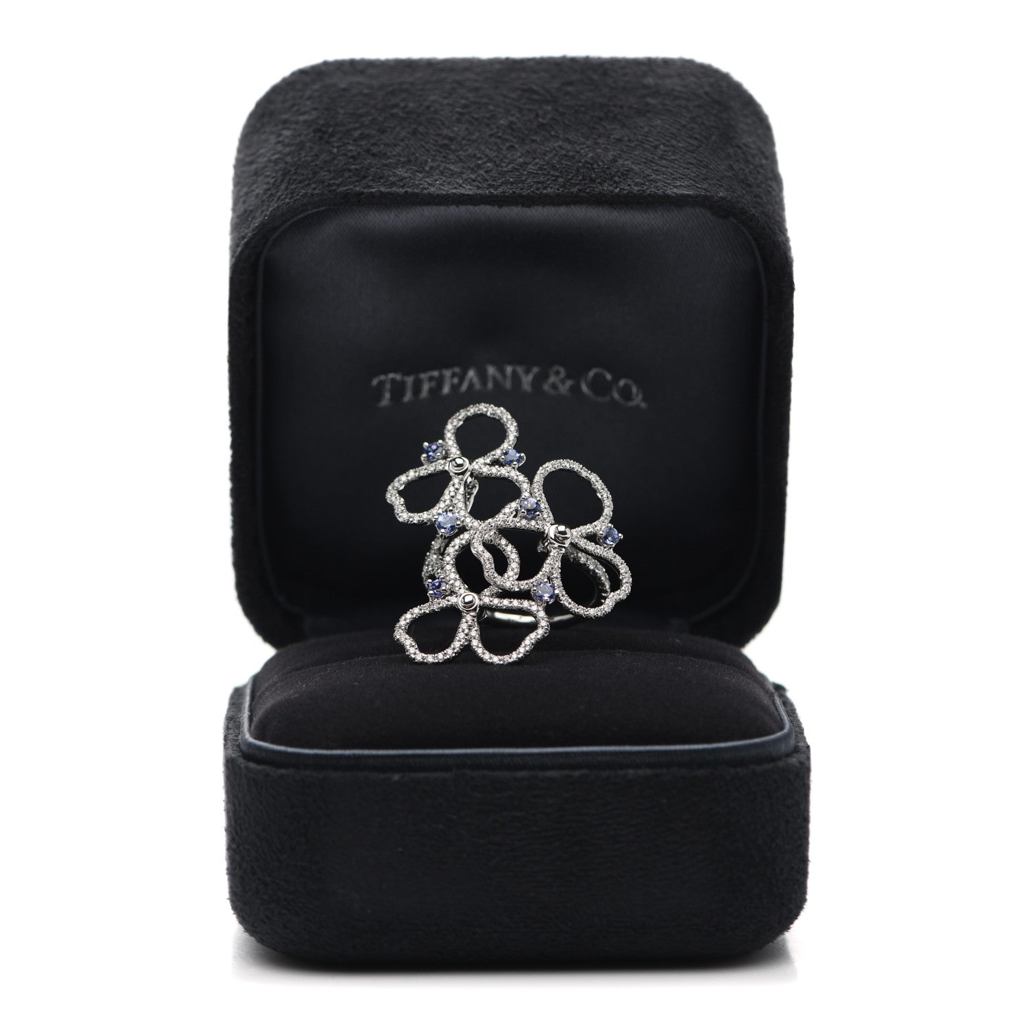 Tiffany Platinum Diamond Tanzanite Paper Flowers Open Cluster Ring 51 5.75 5 of 5