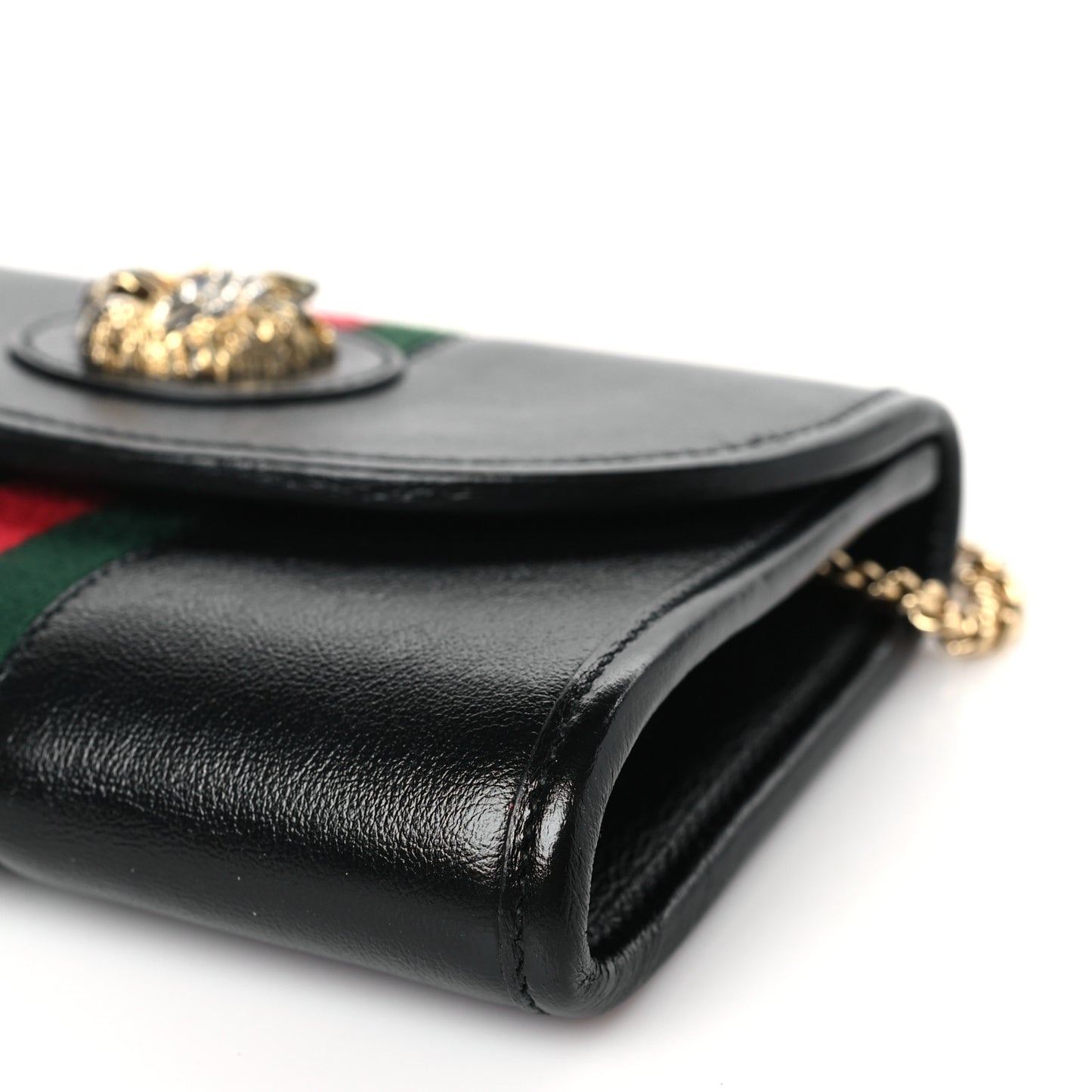 Textured Calfskin Web Mini Rajah Slim Flap Shoulder Bag Black