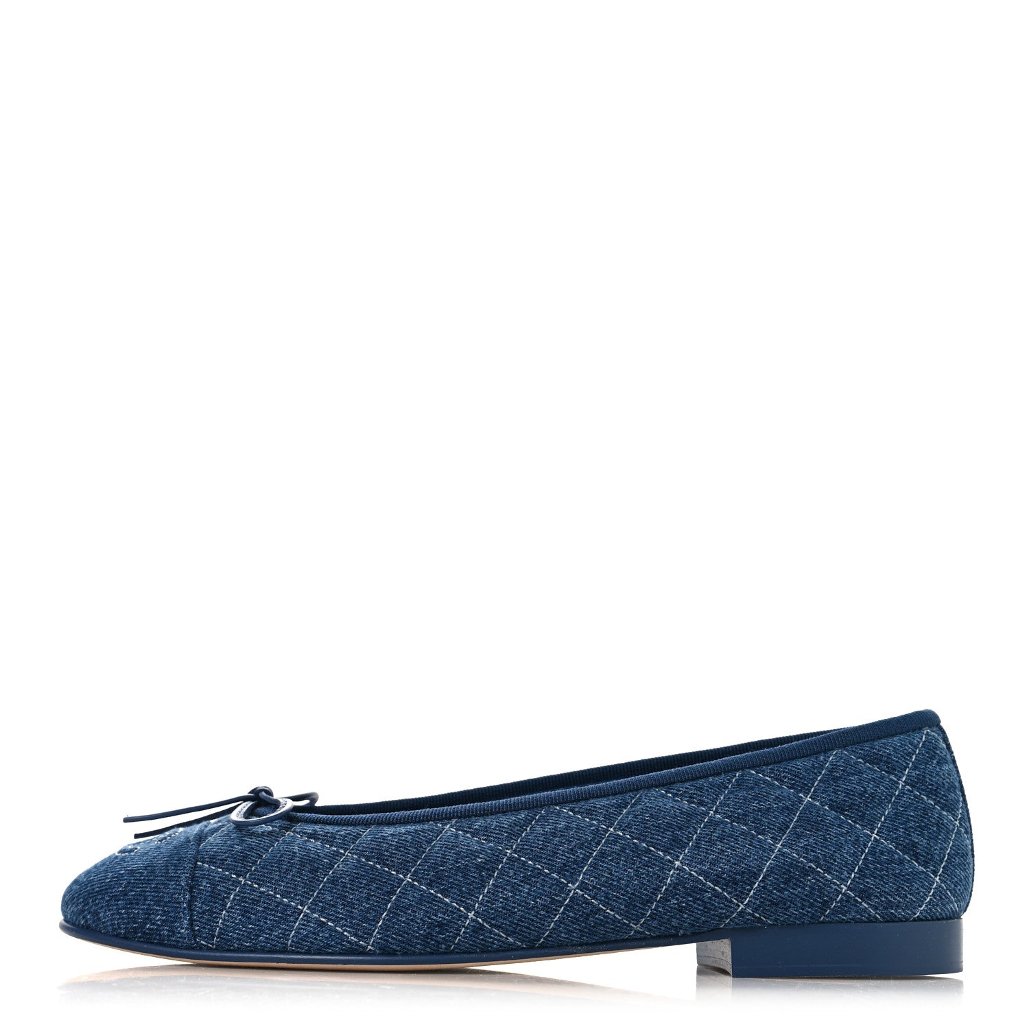 Chanel Washed Denim Quilted Cap Toe CC Ballerina Flats 38.5 Blue 1 of 10