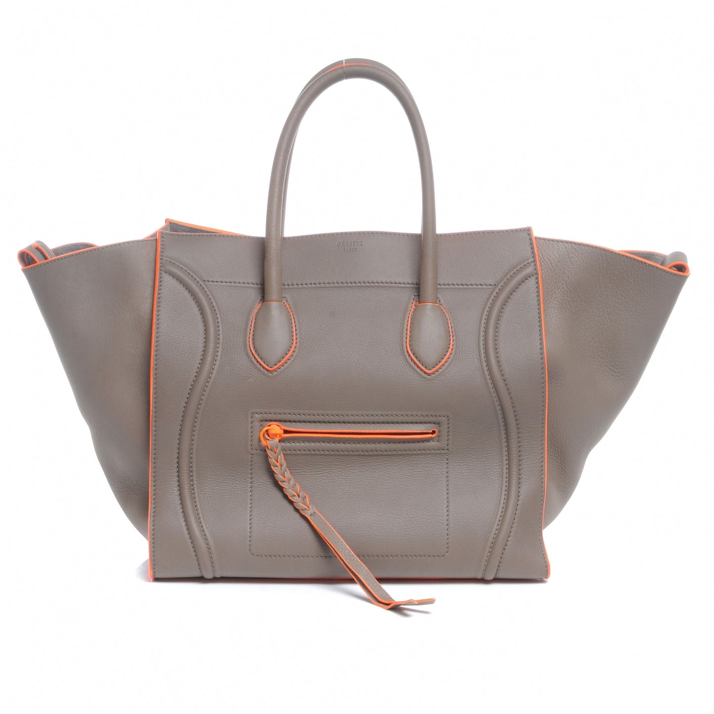Smooth Calfskin Large Phantom Luggage Grey Orange