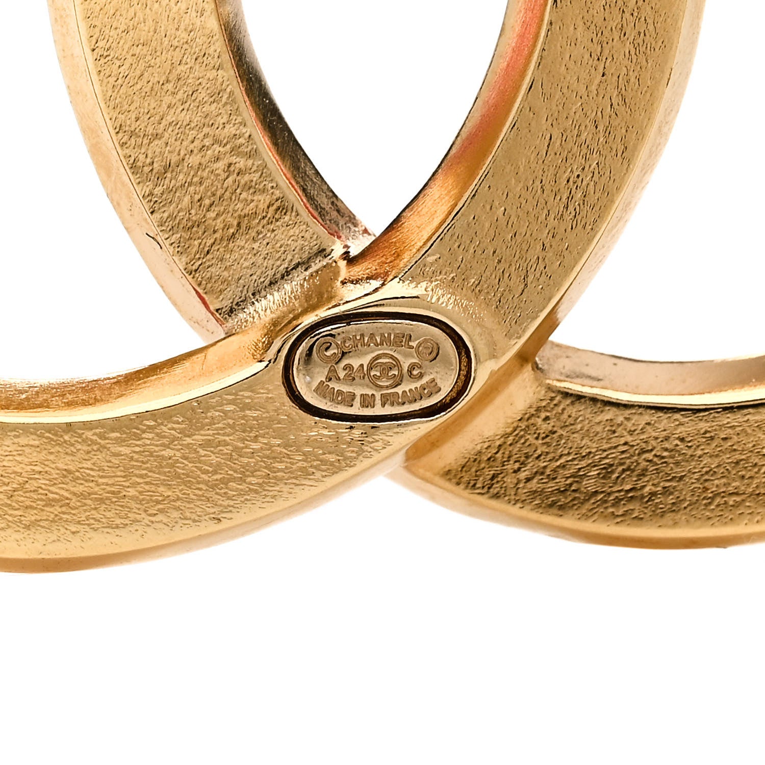 Chanel Baguette Crystal CC Brooch Gold Pink 4 of 5