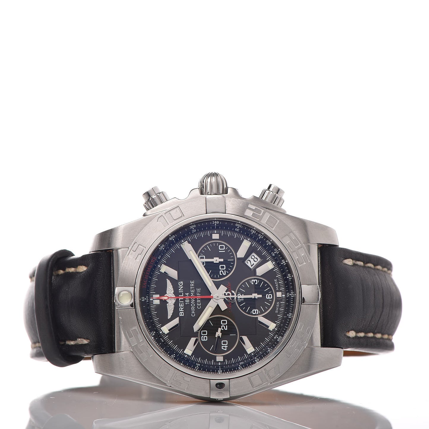 Stainless Steel Calfskin 44mm Chronomat 44 Flying Fish Automatic Watch Black AB011010