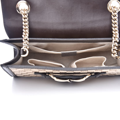 Gucci Monogram Margaux Calfskin Medium Emily Chain Shoulder Bag Beige Ebony Cocoa 5 of 13
