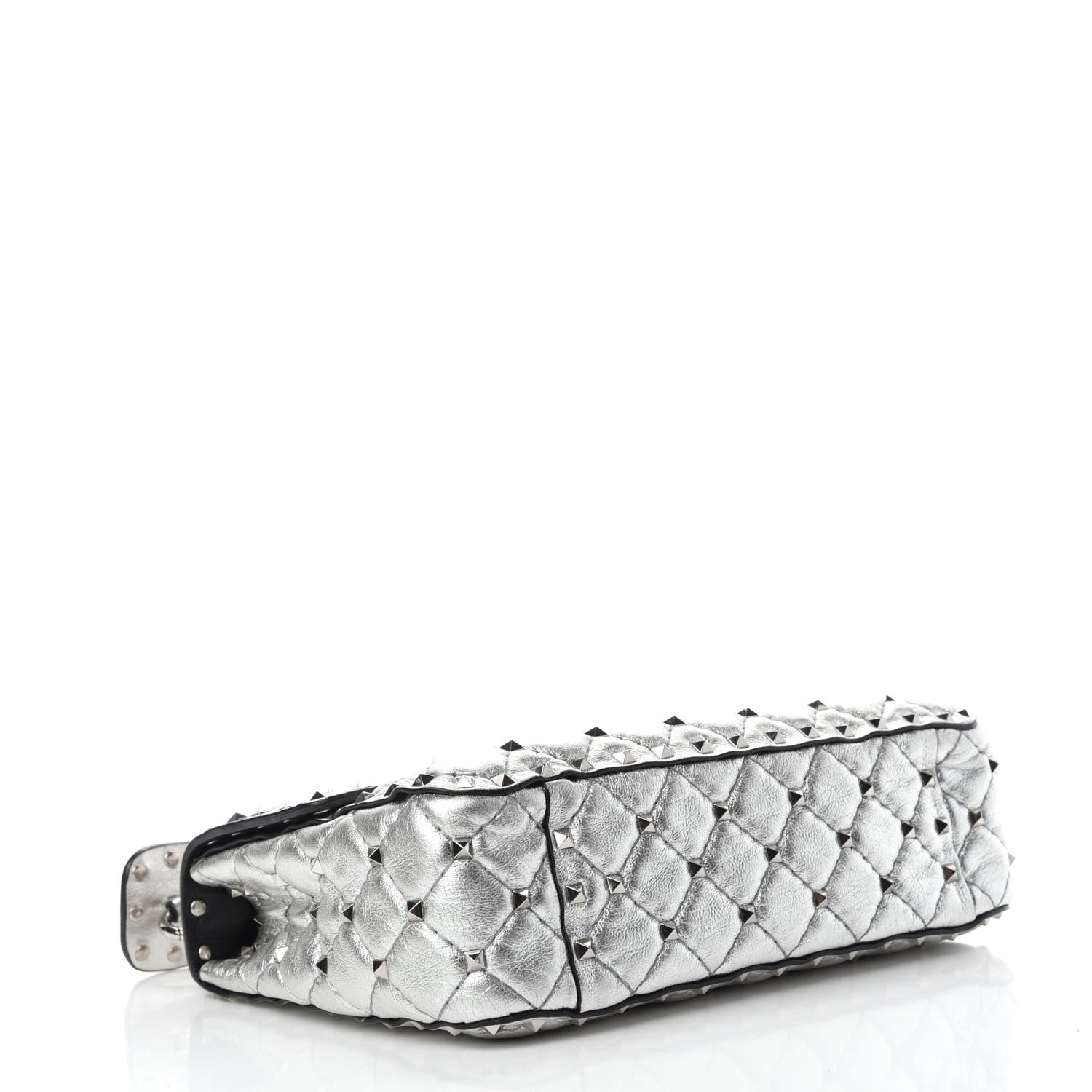 Valentino Garavani Metallic Nappa Medium Rockstud Spike Shoulder Bag Silver 4 of 9