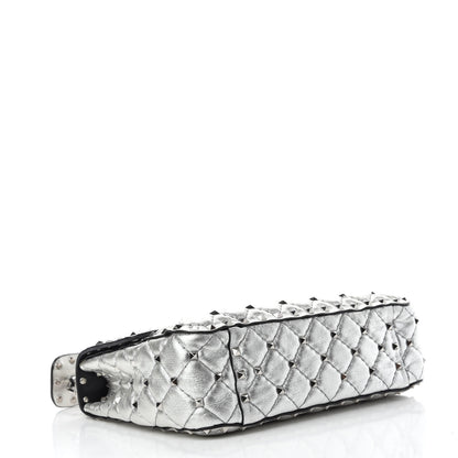 Valentino Garavani Metallic Nappa Medium Rockstud Spike Shoulder Bag Silver 4 of 9
