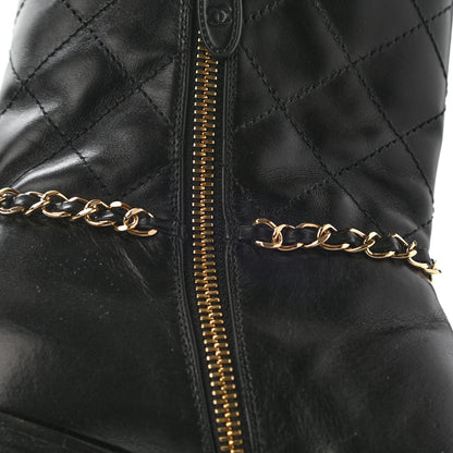 Chanel Crumpled Calfskin Chain CC Cap Toe Short Boots 38.5 Black 12 of 15