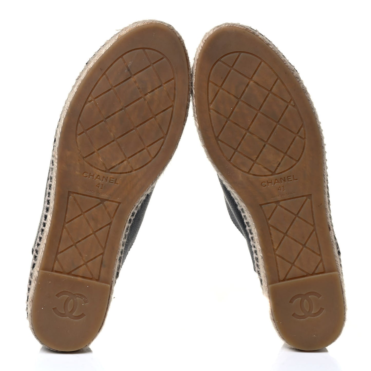 Grained Calfskin CC Espadrilles 41 Black