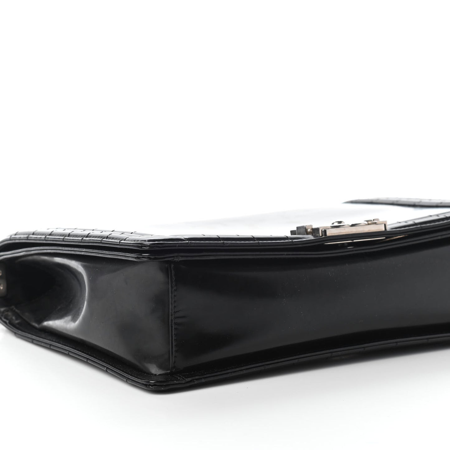 Glazed Calfskin Large Boy Flap Black