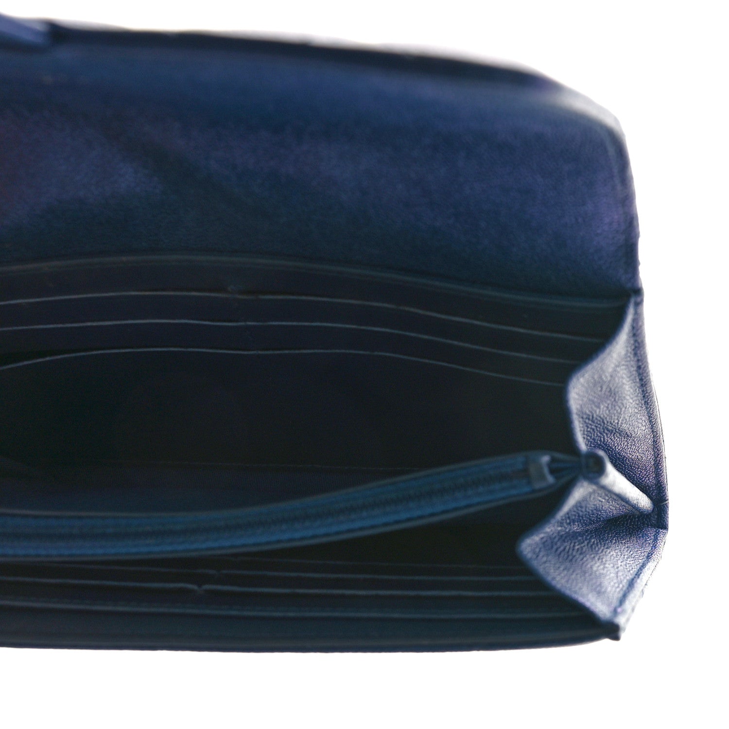 Chanel Iridescent Caviar Quilted Large Gusset Flap Wallet Dark Blue 5 of 11