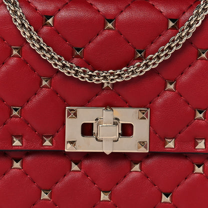Valentino Garavani Nappa Rockstud Spike Wallet on Chain Rubino 8 of 12